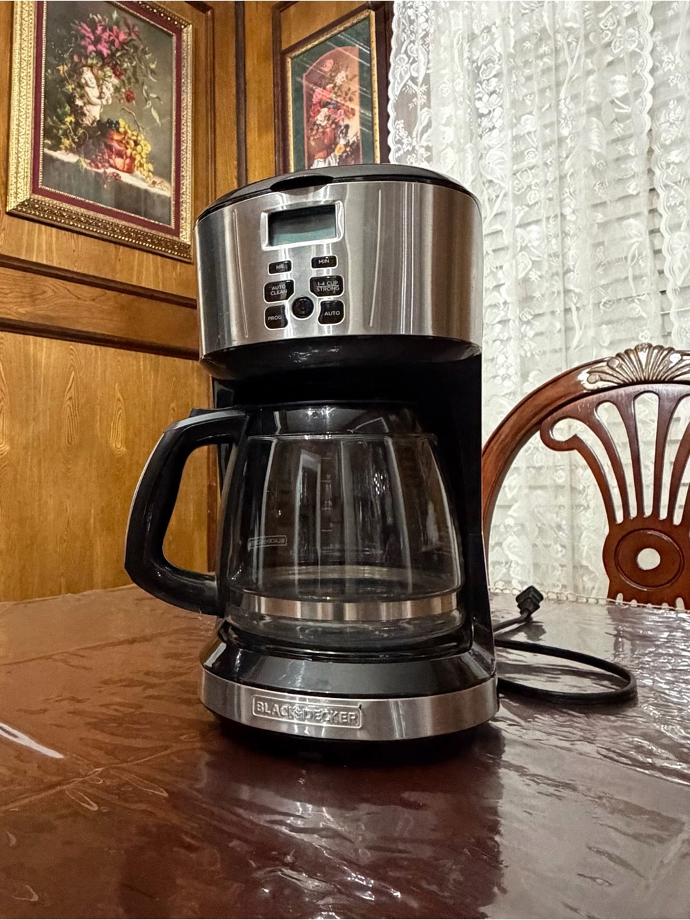 Black & Decker Stainless Steel and Black Drip Coffee Maker with Glass Carafe